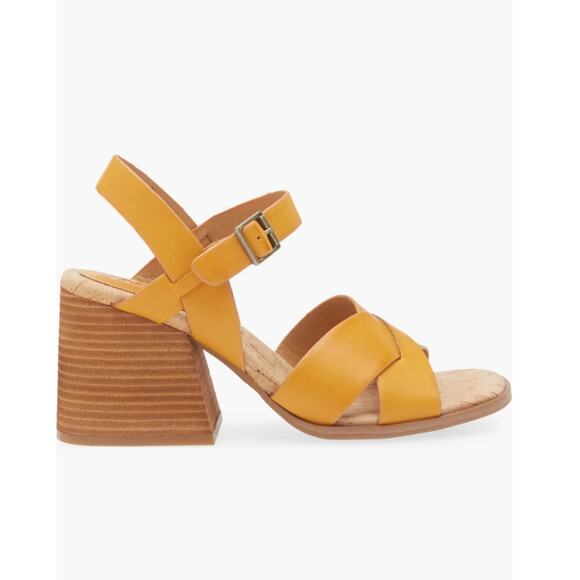 NEW Korks Pacye Block Heel Sandals Size 10 Orange Strappy Buckle Ankle Strap - Picture 2 of 6